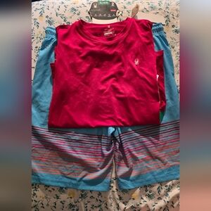 Spyder Red And Blue Kids Swim Bottoms And Top